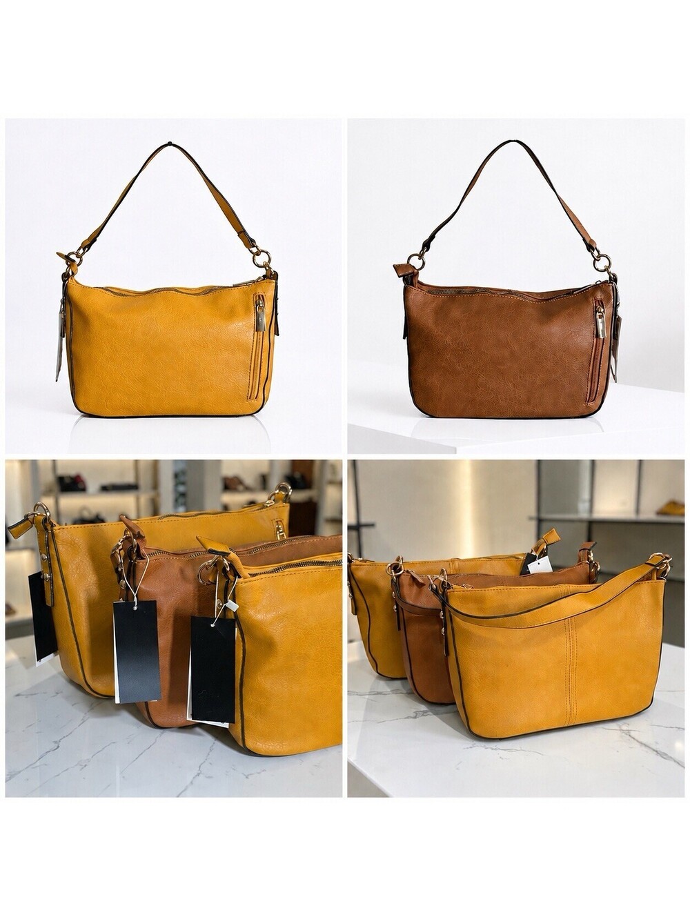 NWT Wholesale Lot Of 3 Vegan Leather Hobo Shoulder Bags Boutique Resale NEW